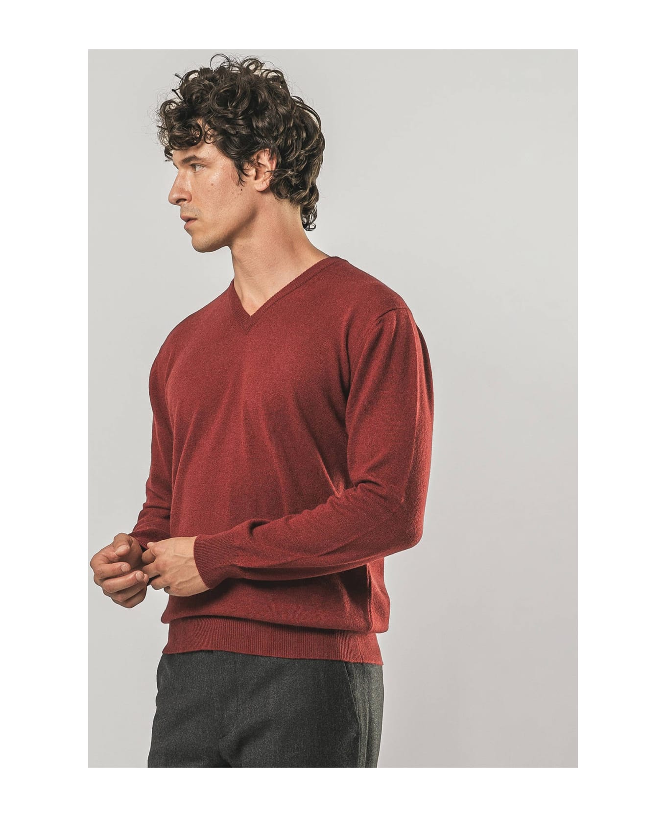 Larusmiani V-neck Sweater Bachelor Sweater - Red