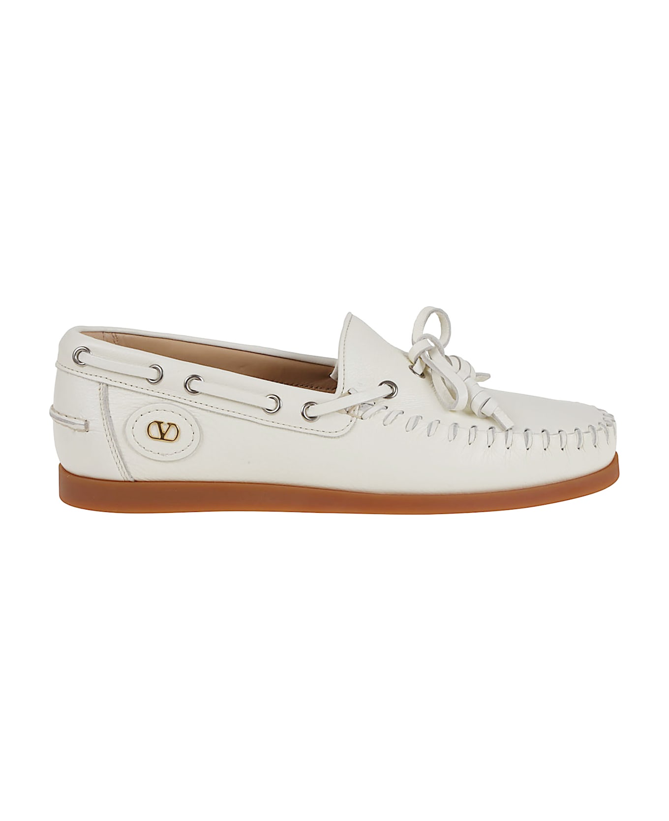Valentino Garavani Boat Shoe | Palm Avenue | Bufalo/antique Brass Logo/rs - Ivory