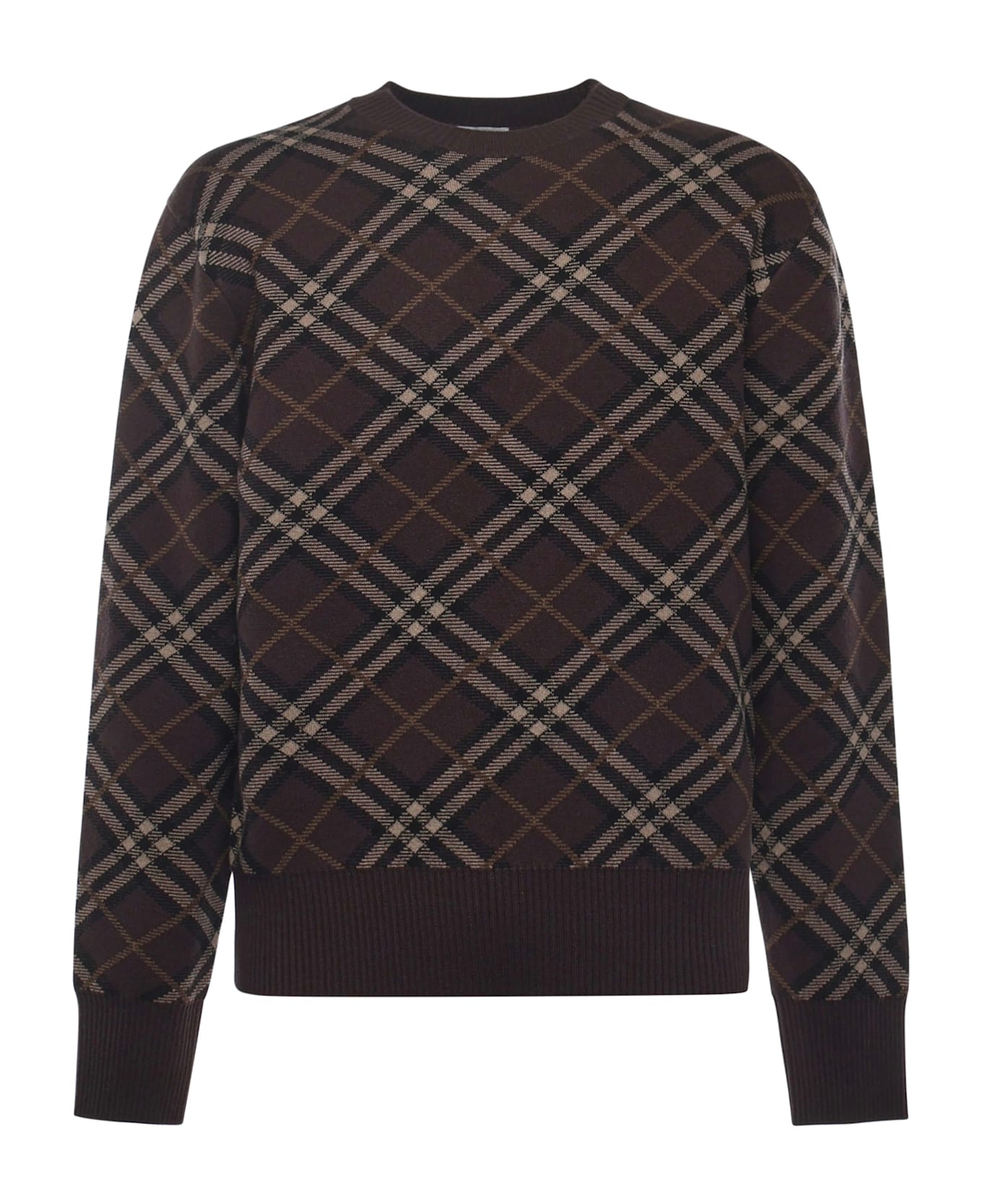Burberry Check Wool And Cashmere Sweater - TRUFFLE IP CHECK
