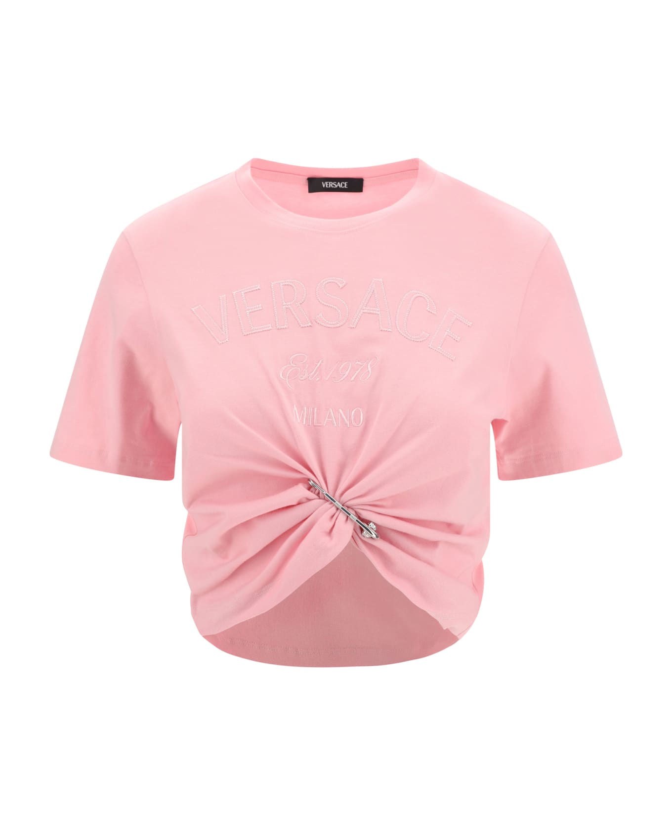 Versace Safety Pin Detail T-shirt - Pale Pink