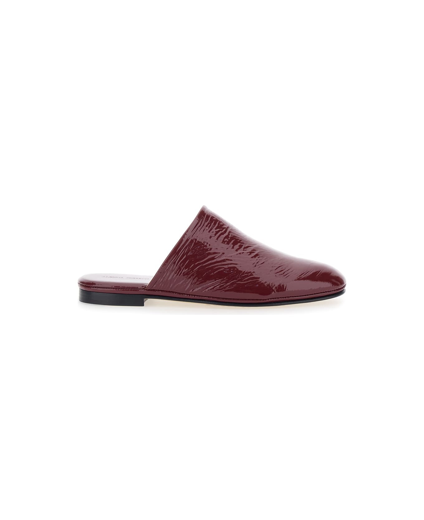 Alberta Ferretti Bordeaux Mules With Almond Toe And Flat Sole In Patent Leather Woman - Bordeaux