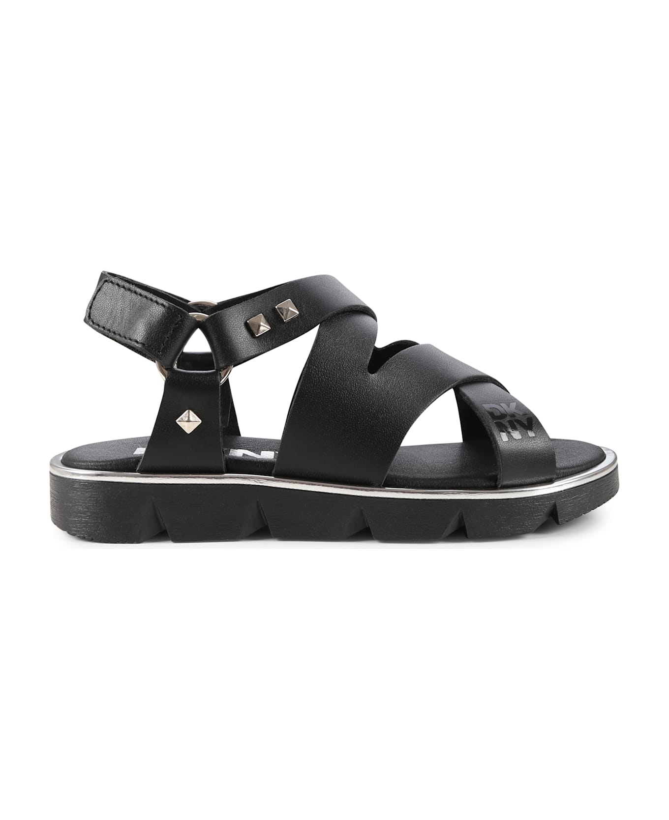 DKNY Black Sandals For Girl With Studs - Black
