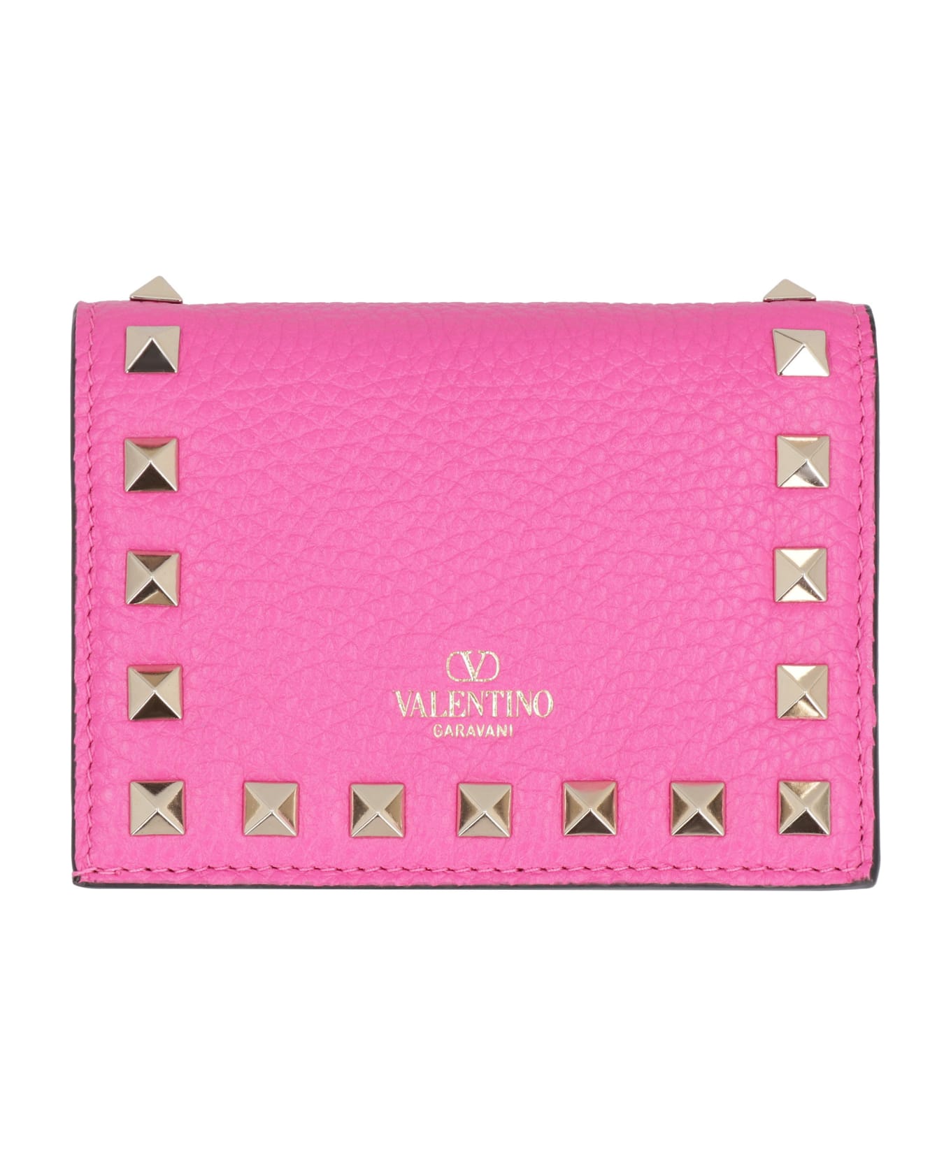 Valentino Garavani - Rockstud Small Leather Flap-over Wallet - Fuchsia 財布