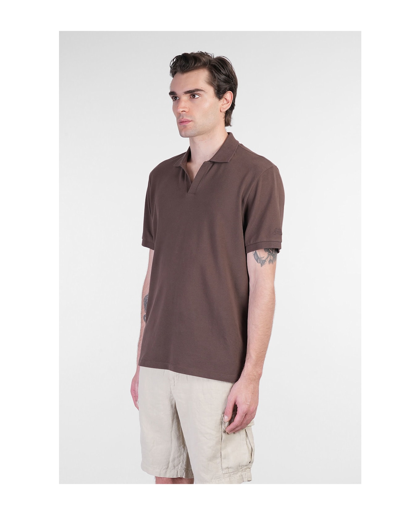 MC2 Saint Barth Charles Polo In Brown Cotton - brown