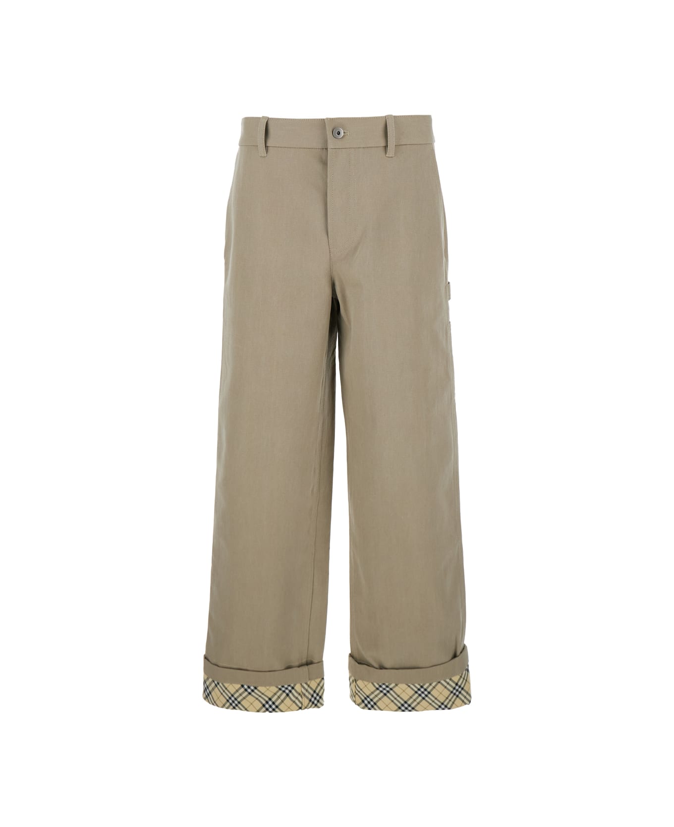 Burberry Mw Relaxed Check Lined Work Trousers - Beige