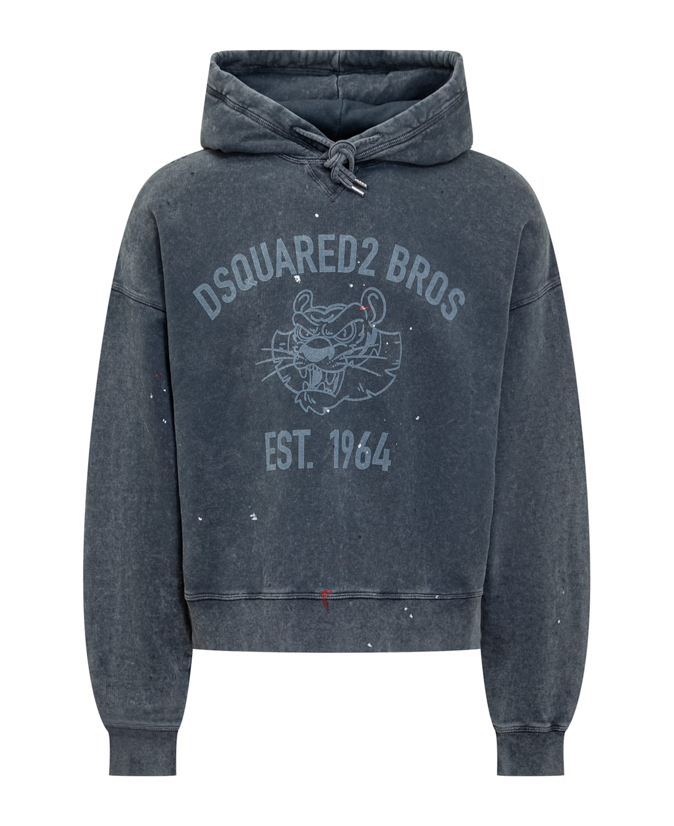 Dsquared2 Distressed Drawstring Hoodie - Navy Blue
