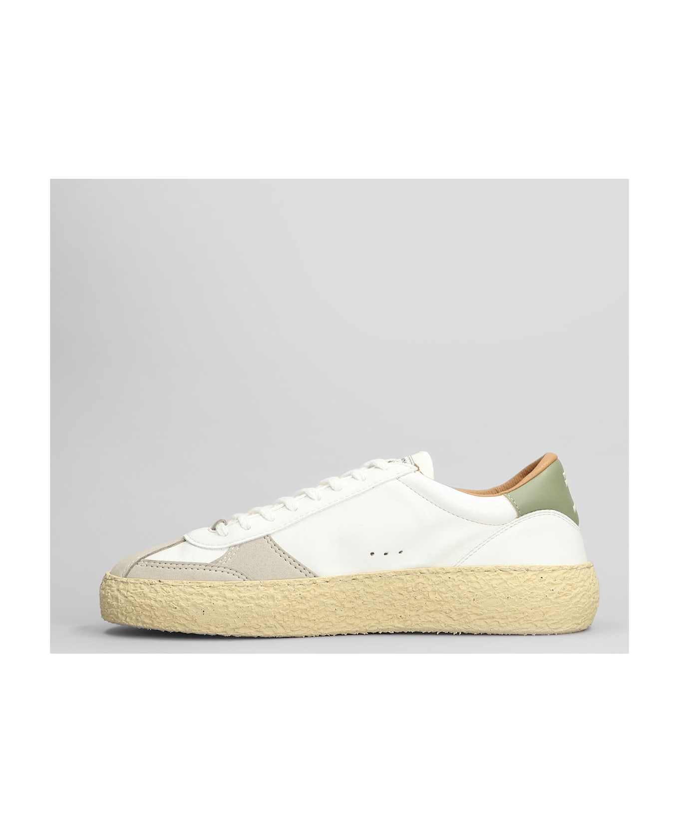 Puraai Olive Spring Sneakers In White Leather - white