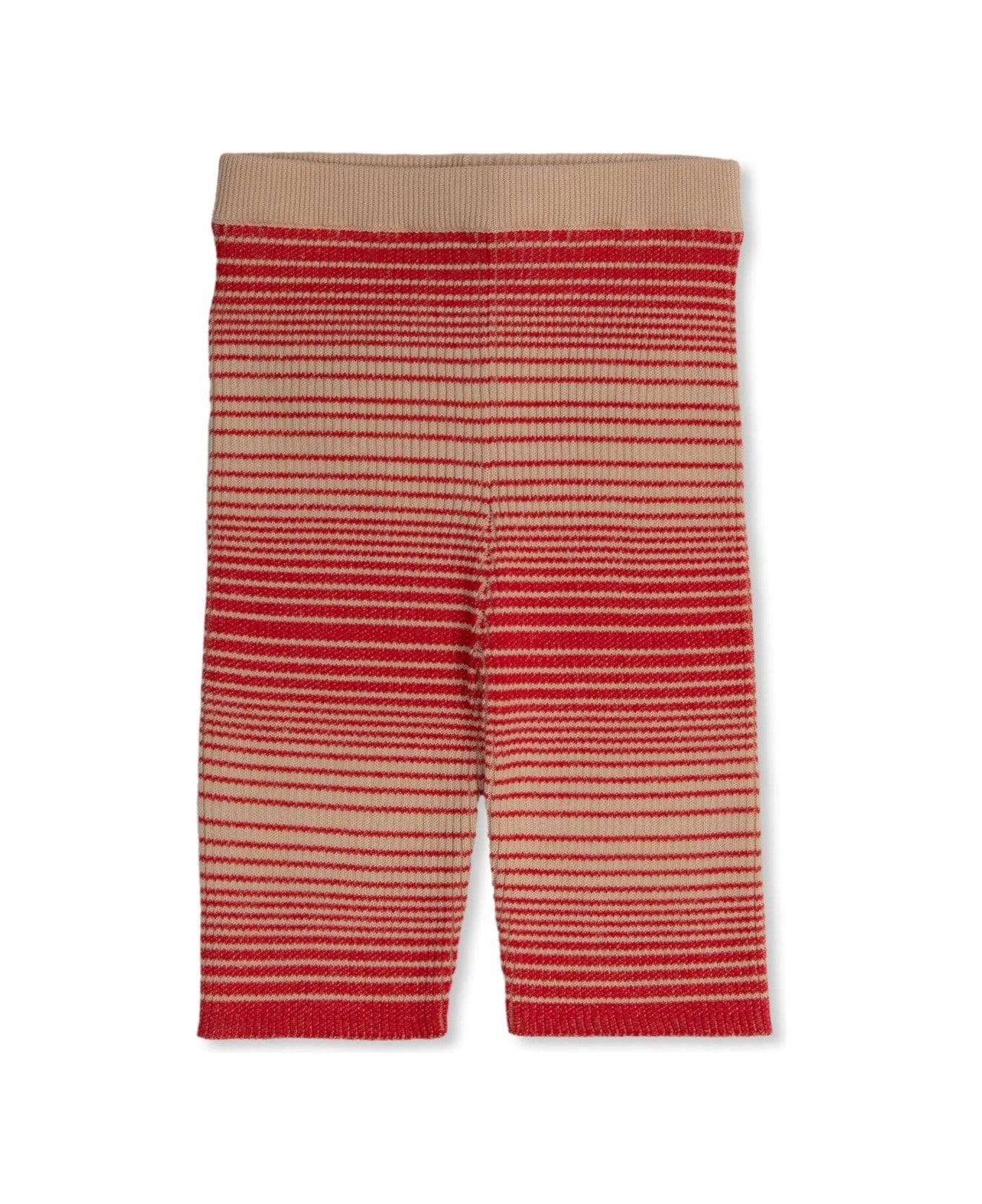 gucci WHT Logo Patch Striped Shorts - Rosso