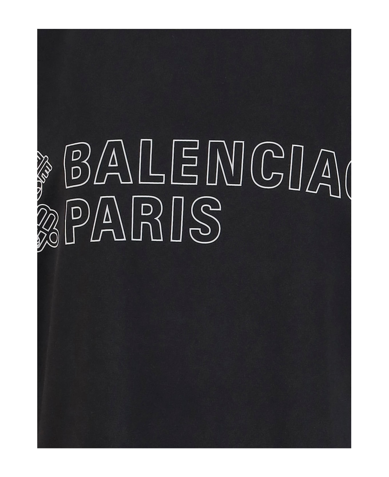 Balenciaga Cotton T-shirt With Logo - FADED WASHED BLACK/W