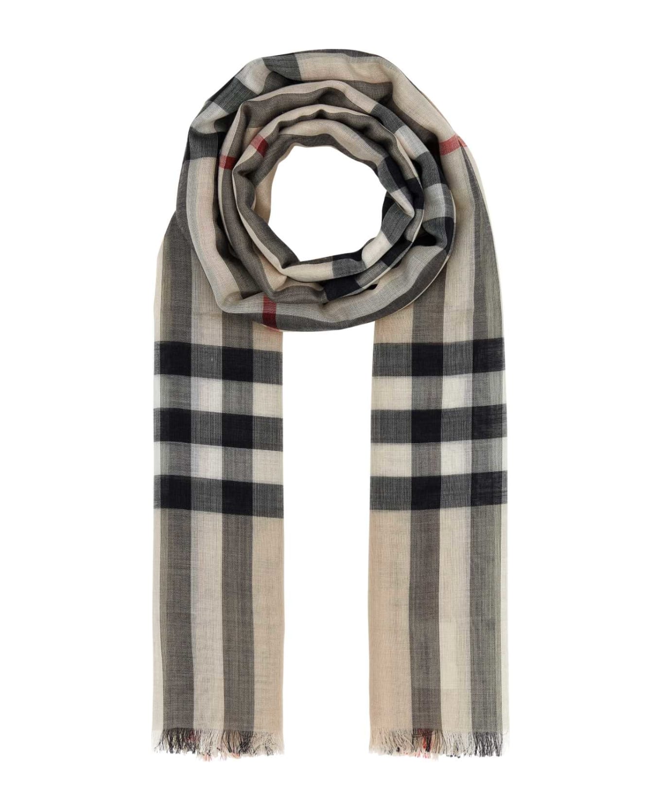 Burberry Embroidered Wool Blend Foulard - STONECHECK