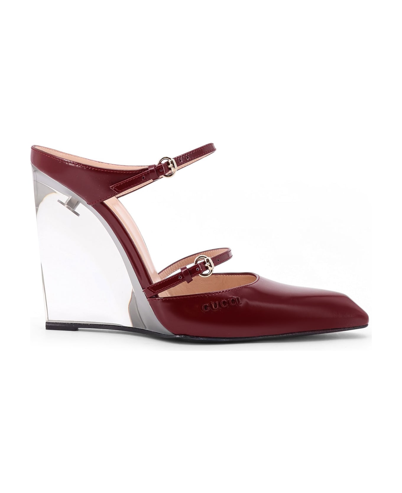 Gucci Wedge Leather Mule - Red