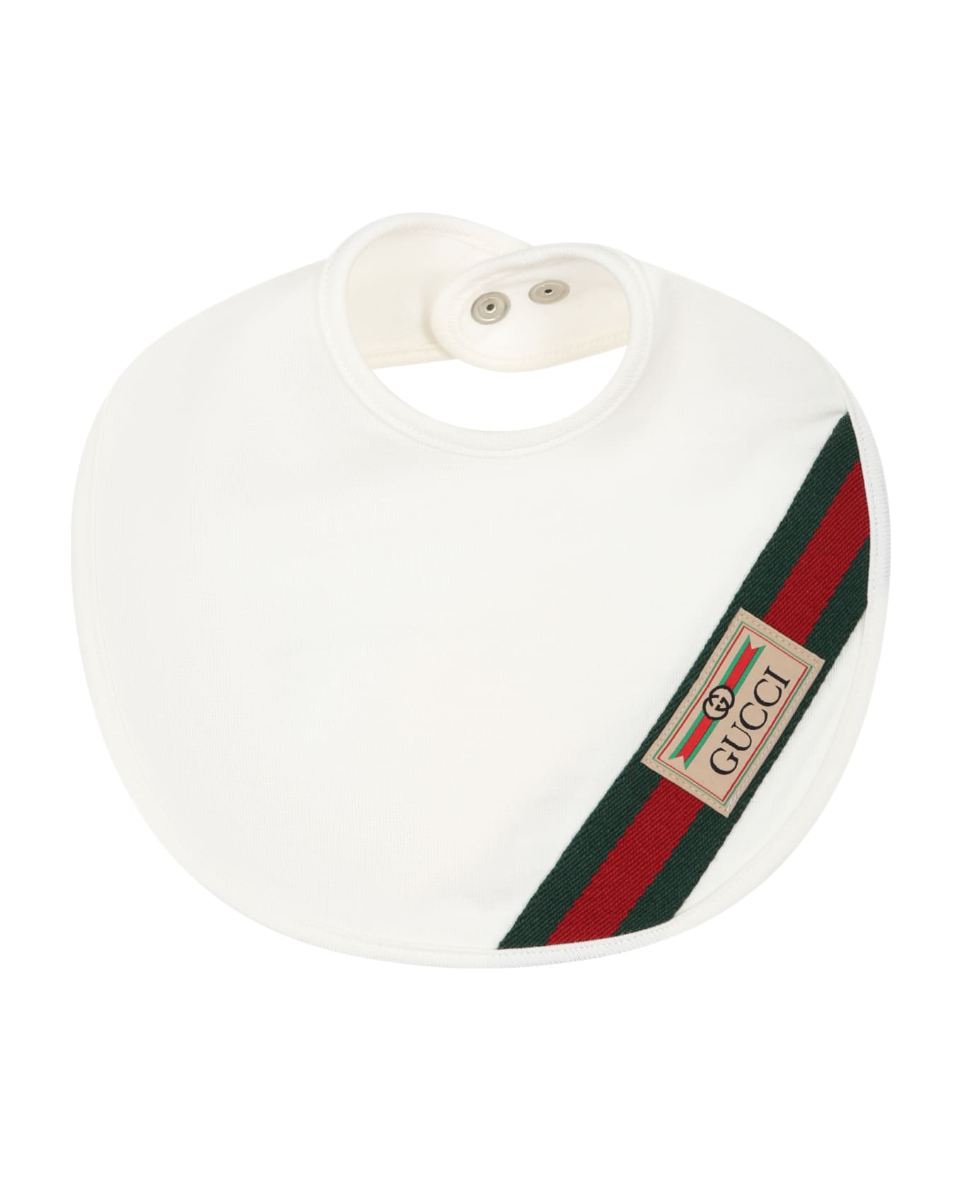 Gucci Luxe White Baby Bib With Web Detail - Bianco