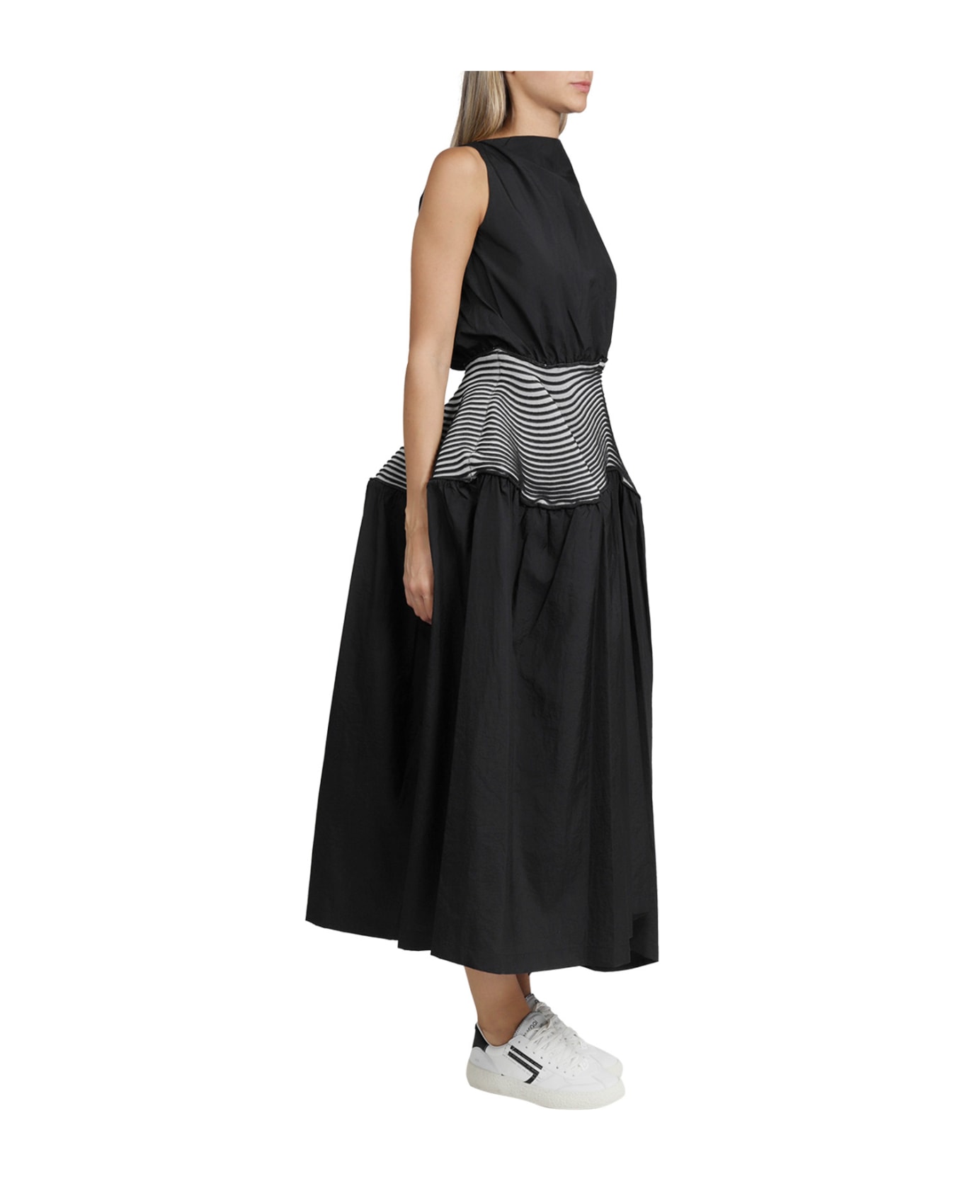 Issey Miyake Winding Solid Black Dress - Black