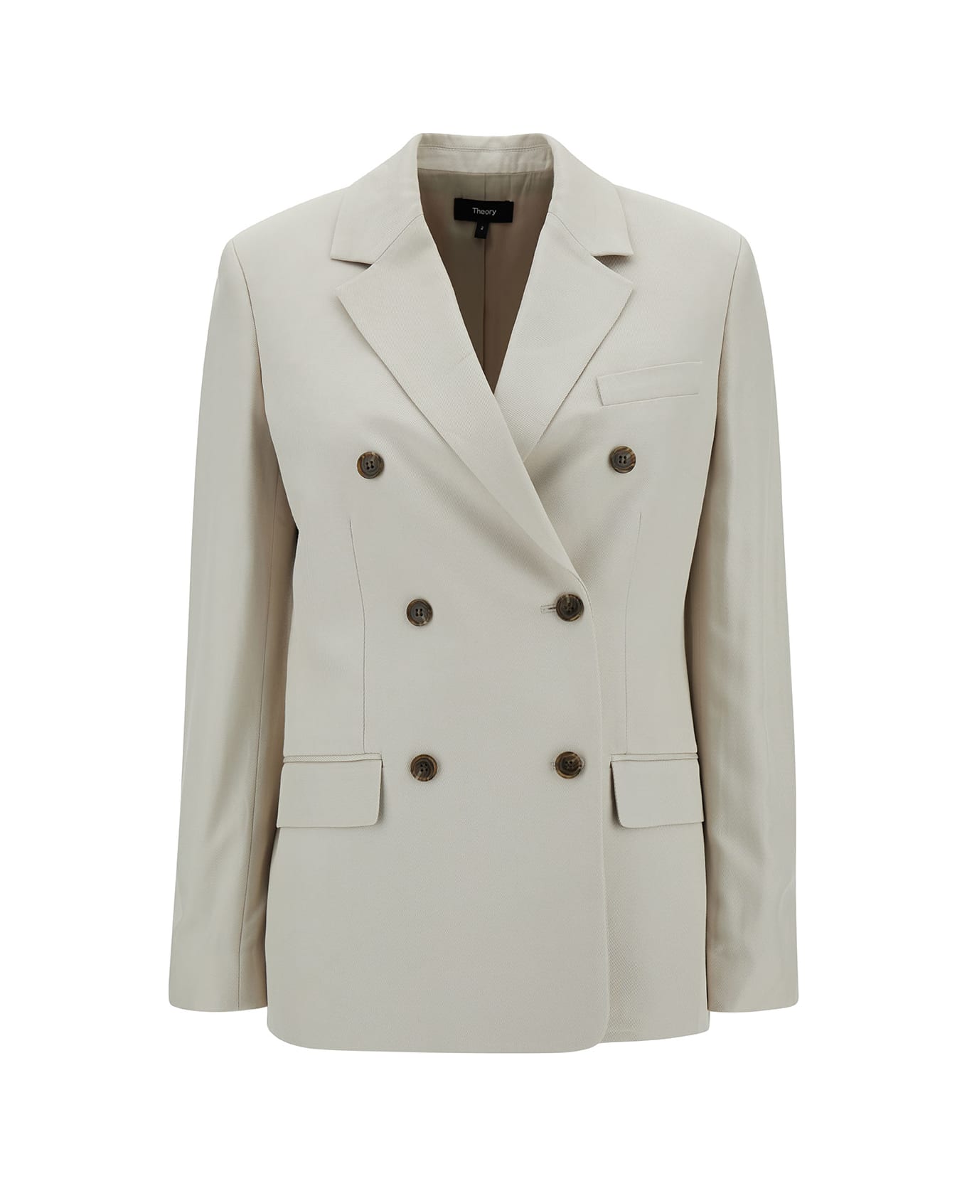 Theory Off-white Double-breasted Jacket With Notched Revers In Viscose Woman - White