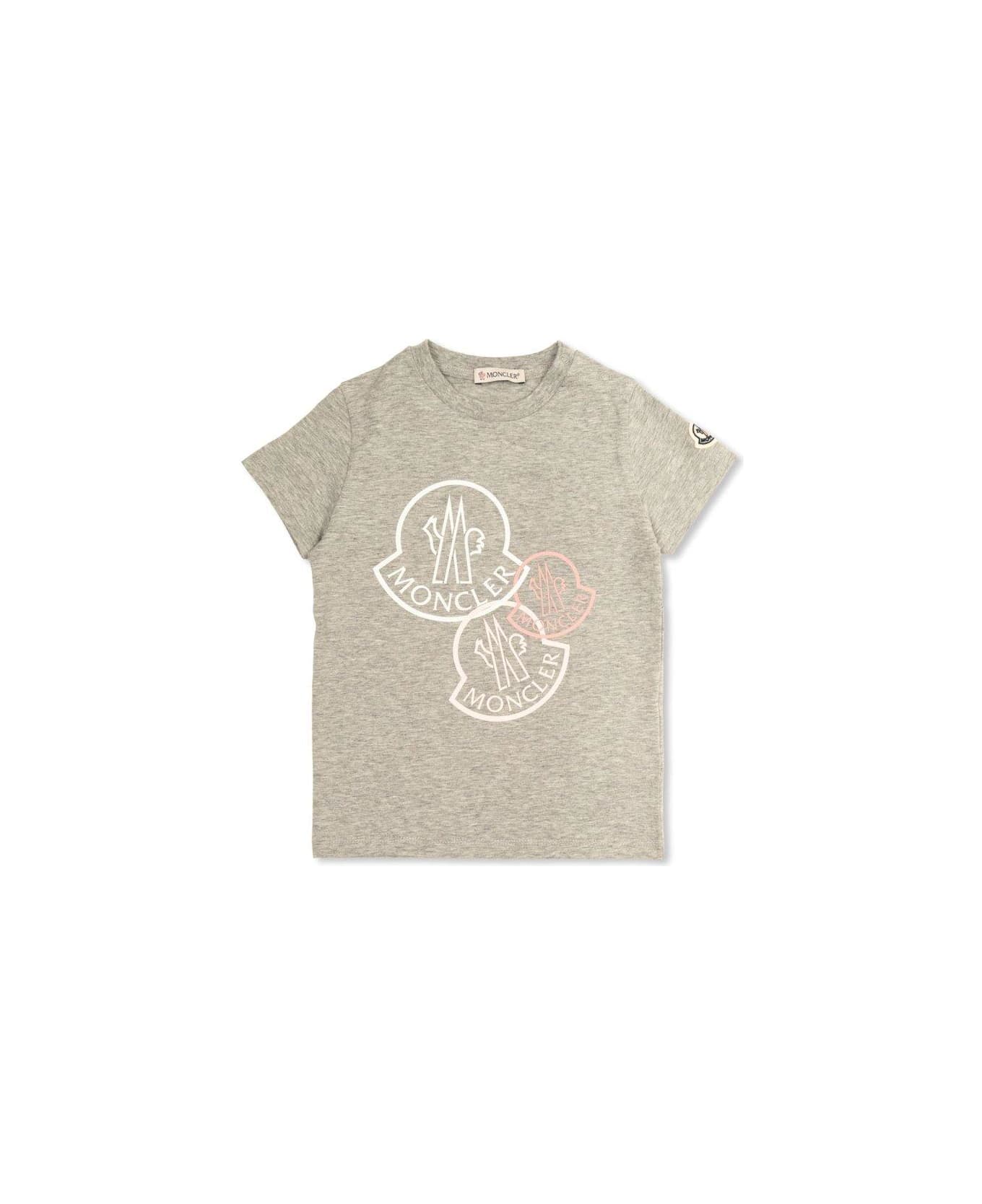 Moncler Logo Printed Crewneck T-shirt - Grey