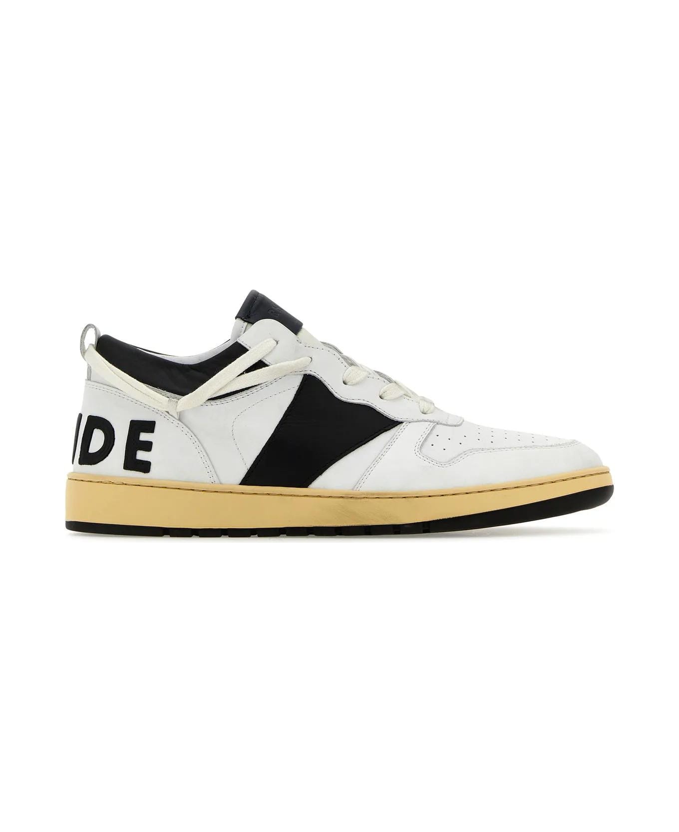 Rhude Two-tone Leather Rhecess Sneakers - WHITE