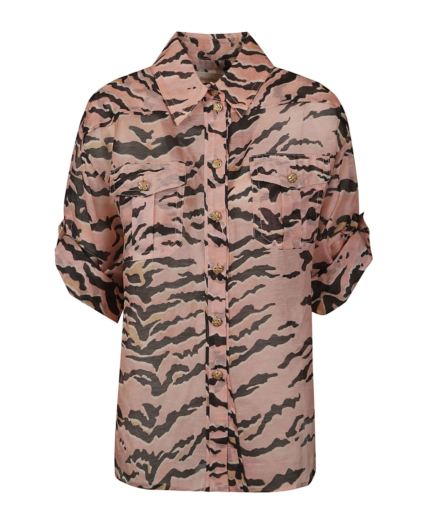 Zimmermann Matchmaker Safari Shirt - Pink/Brown