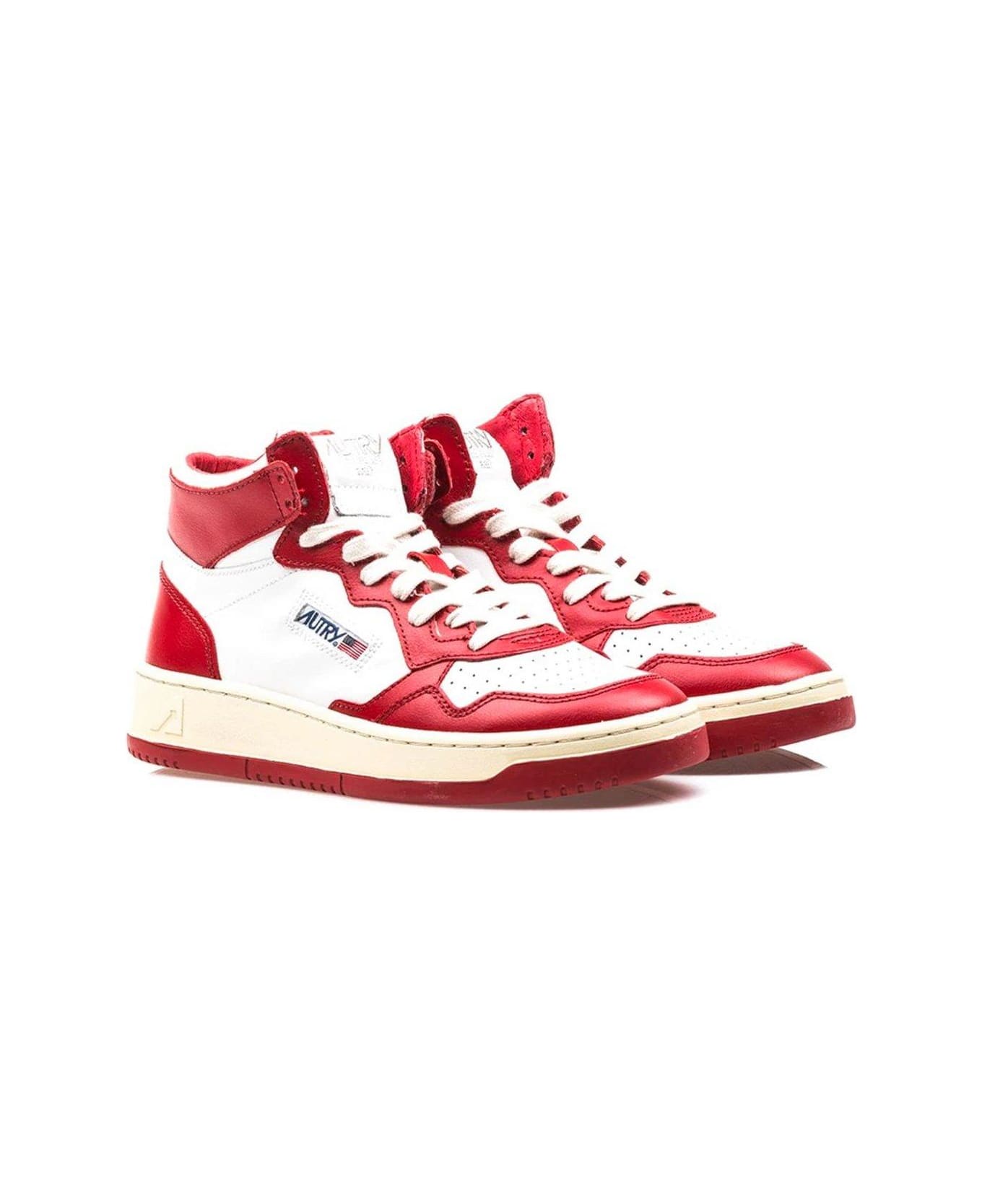 Autry Medalist High Top Sneakers - White Red スニーカー