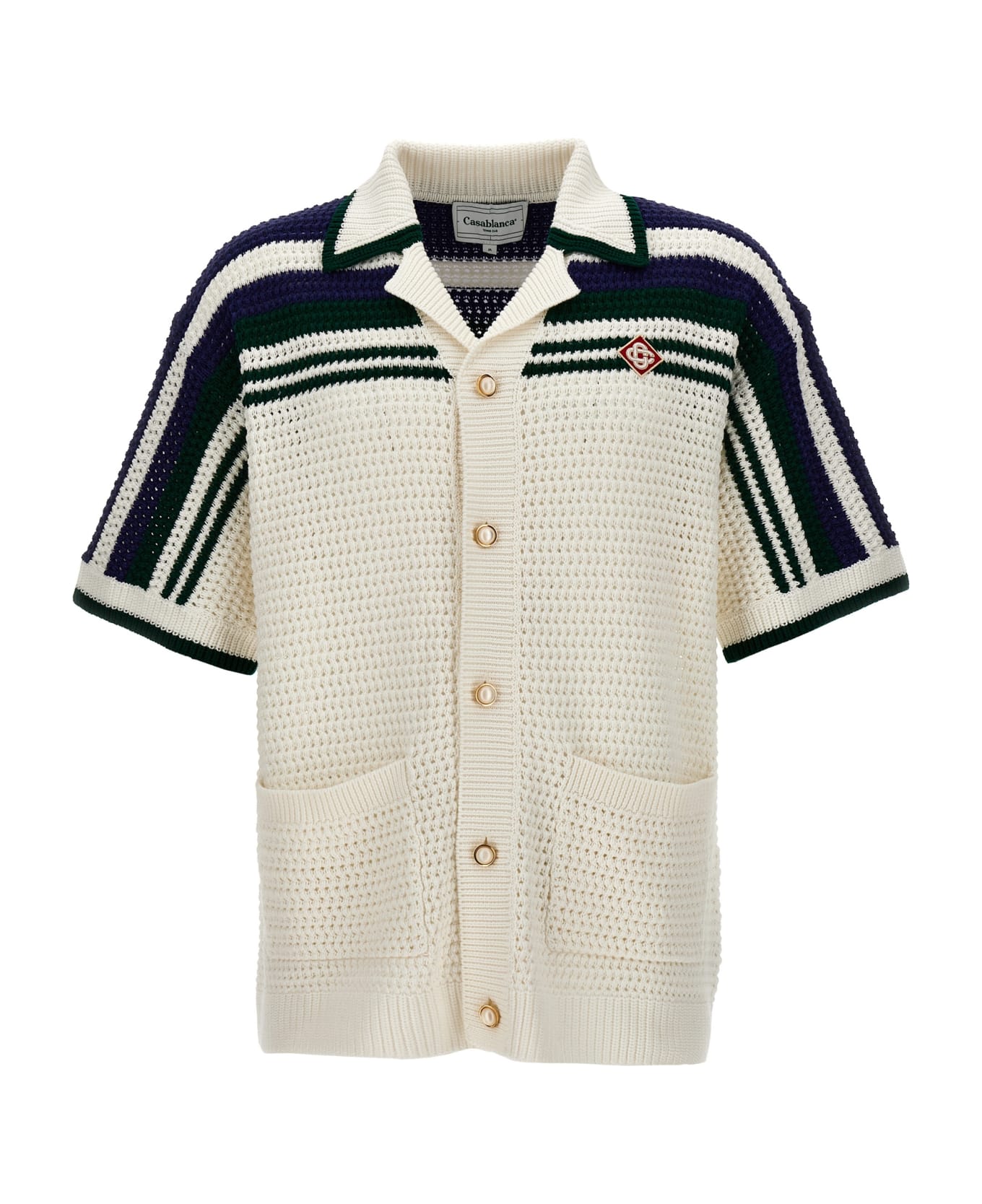 Casablanca Crochet Tennis Shirt - White