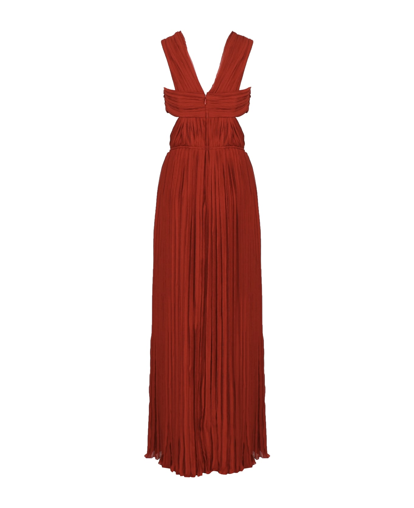 Chloé Long Cut-out Dress In Silk - Peppery red ワンピース＆ドレス