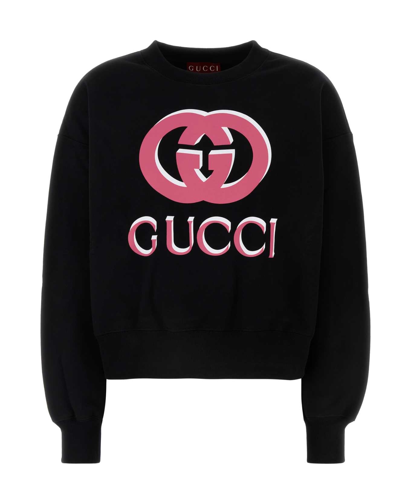 Gucci Black Cotton Sweatshirt - BLACKMULTICOLOR