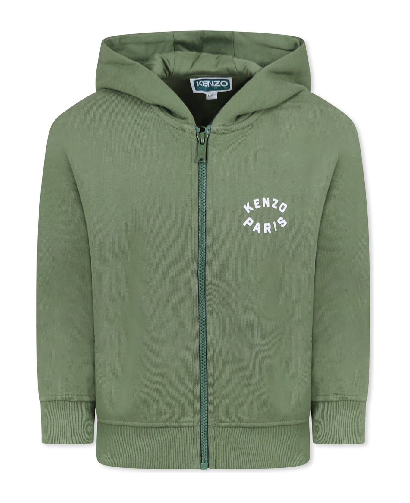 Kenzo Kids Green Sweatshirt For Boy With Lucky Tiger - Green