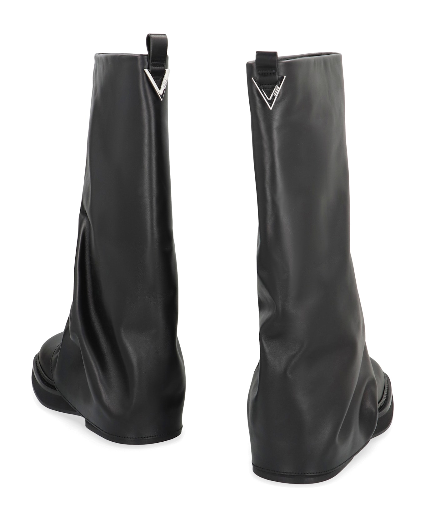 The Attico Robin Combat Leather Boots - black