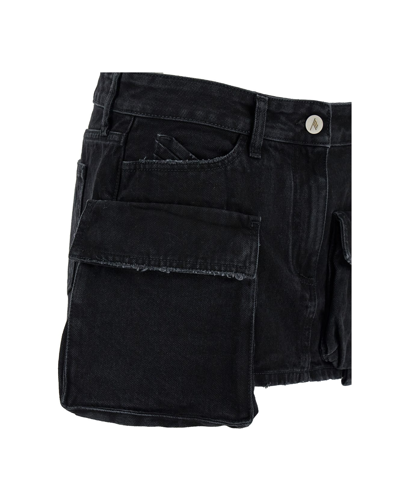 The Attico 'fay' Black Mini-skirt With Oversized Cargo Pockets In Denim Woman - Black