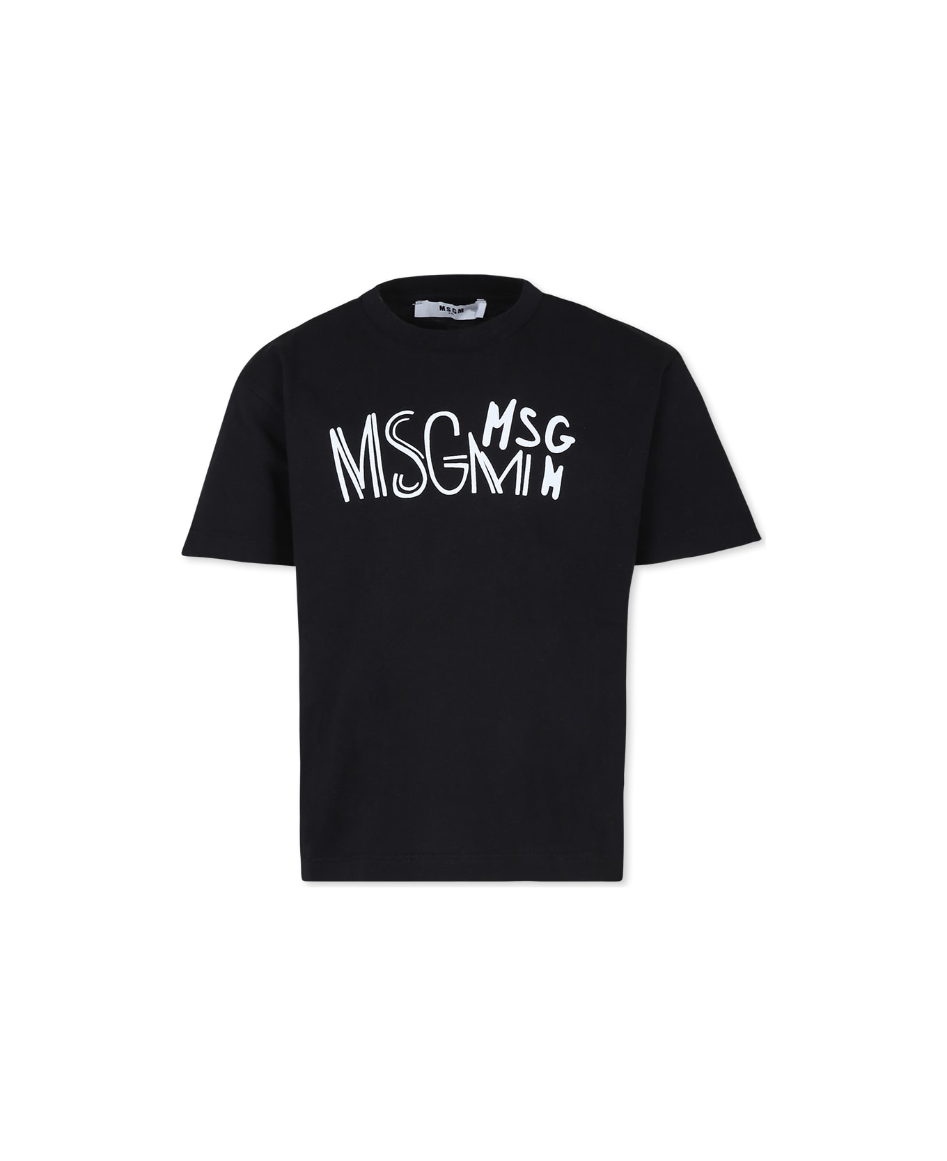 MSGM Black T-shirt For Boy With Logo - Nero