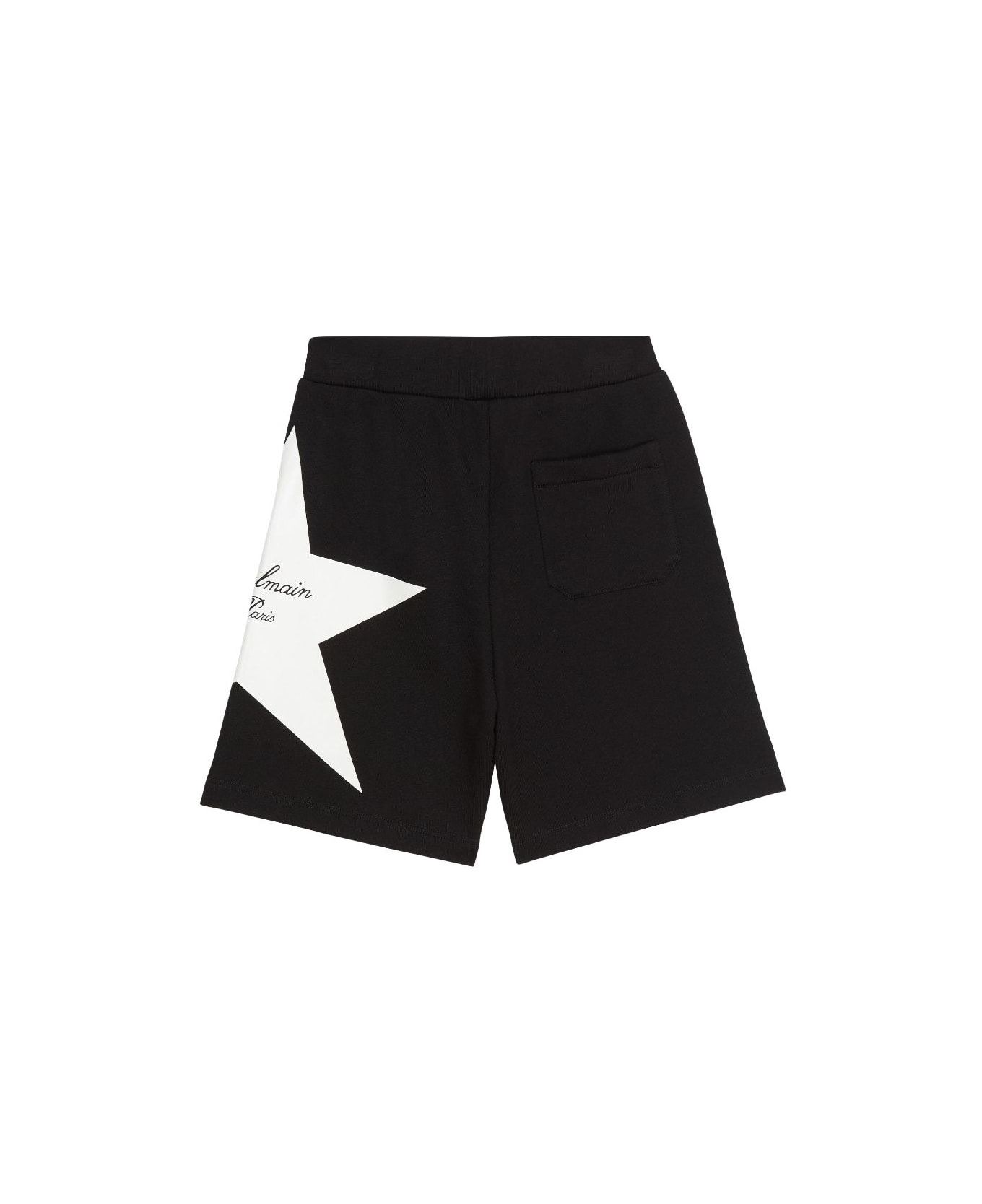 Balmain Shorts Sportivi Con Stampa Star - Black