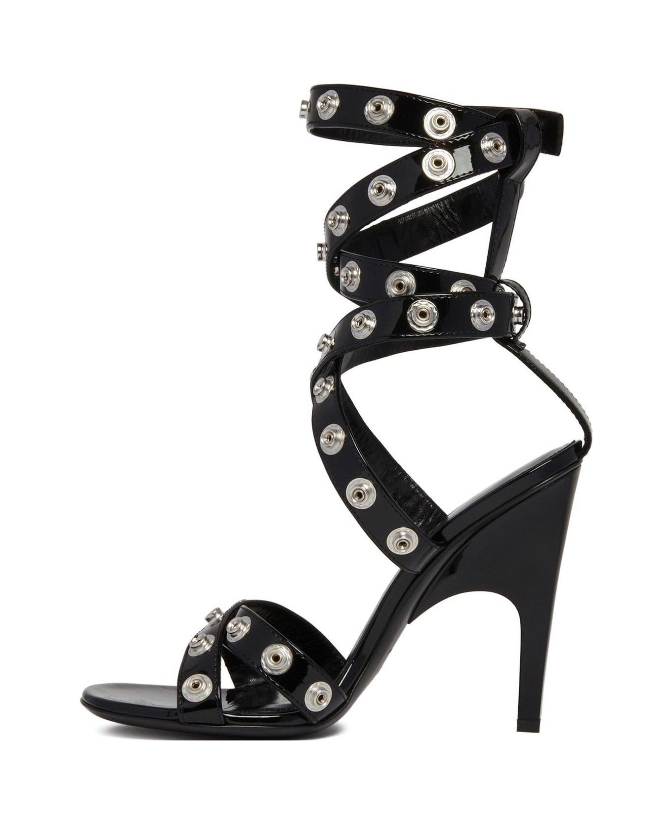 The Attico Cosmo Double Ankle Strap Press-stud Detailed Sandals - Black