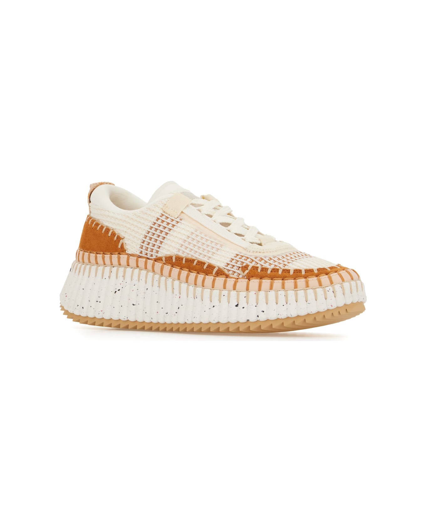 Chloé Multicolor Fabric Nama Sneakers - NATURAL BROWN