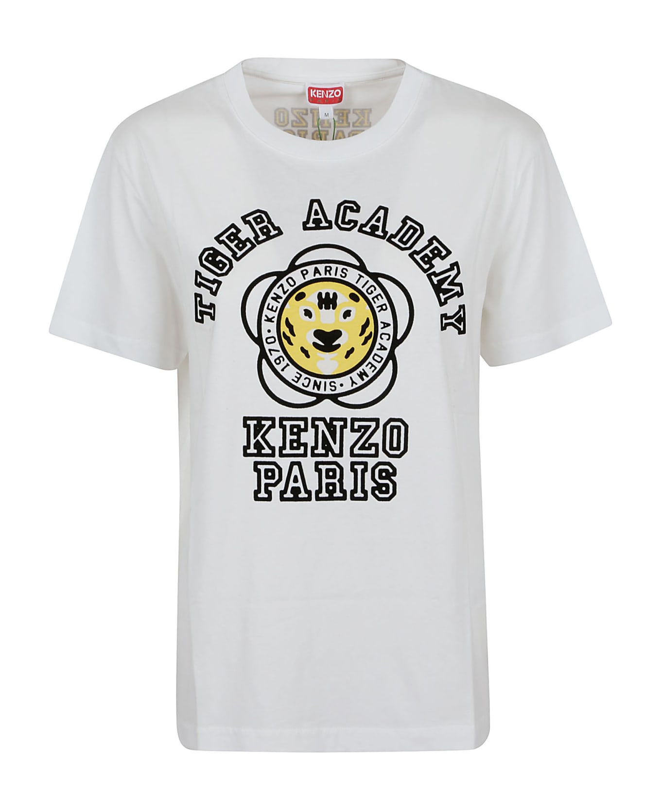 Kenzo Logo Flocked Crewneck T-shirt - Blanc Casse
