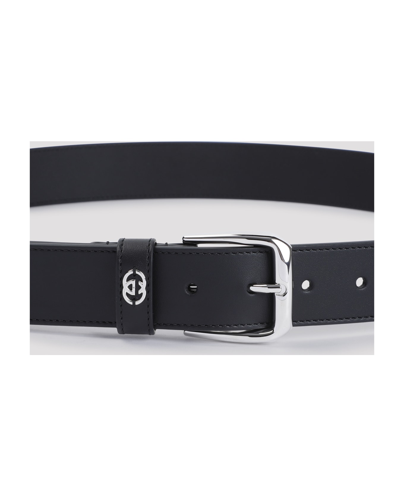 Gucci Black Leather Gg Belt - Nero