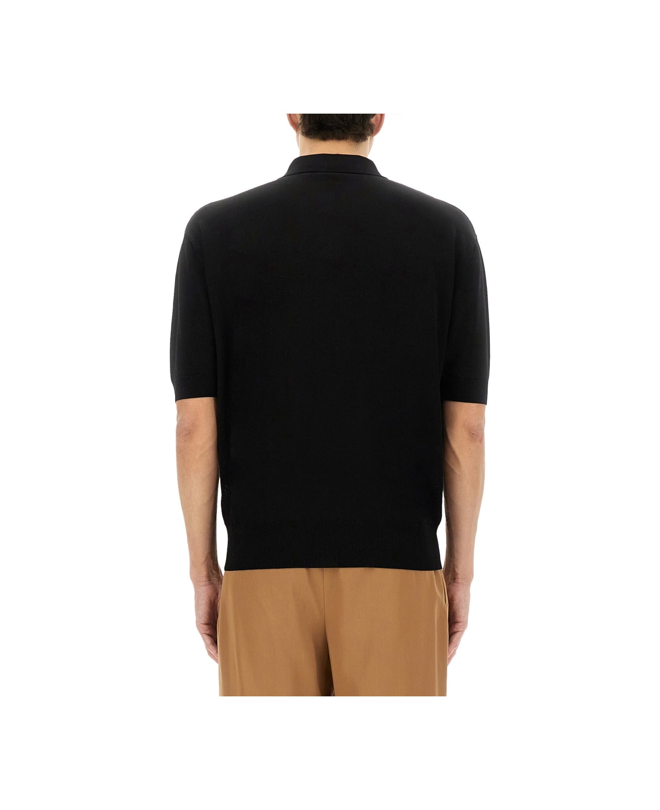Lardini Organic Cotton Polo Shirt - BLACK