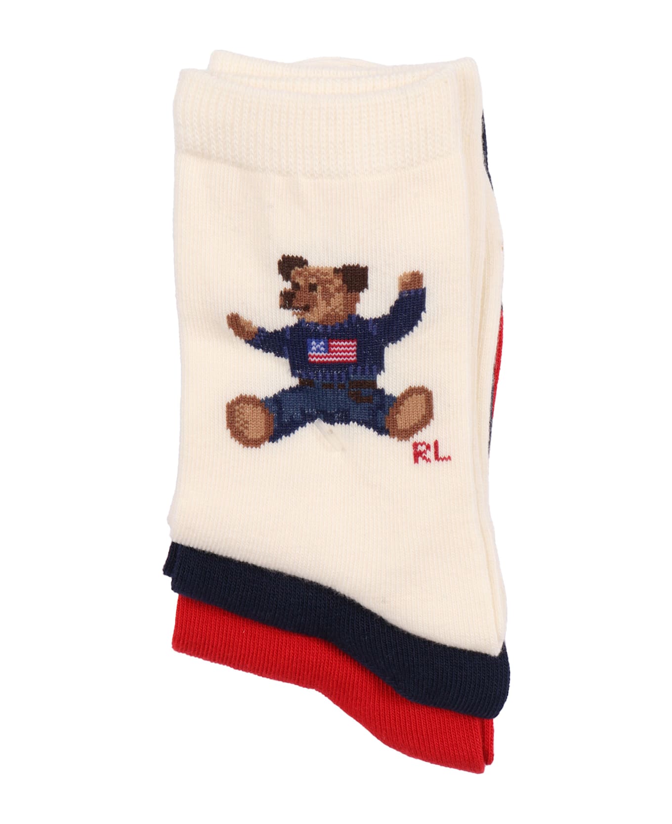 Polo Ralph Lauren Sitting Bear-crew Sock-3 Pack - MULTICOLOR