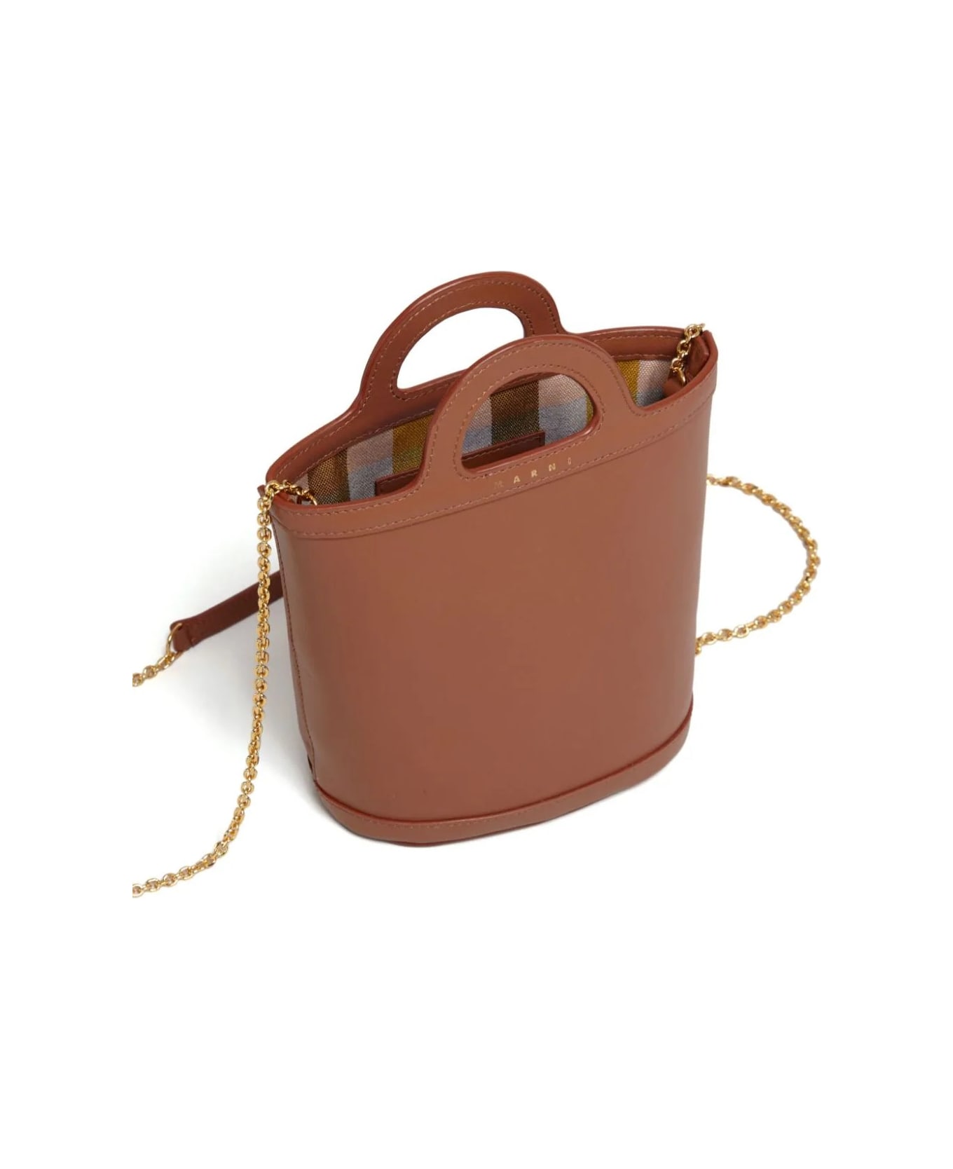 Marni Tropicalia Nano Bucket Bag In Brown Leather - Brown