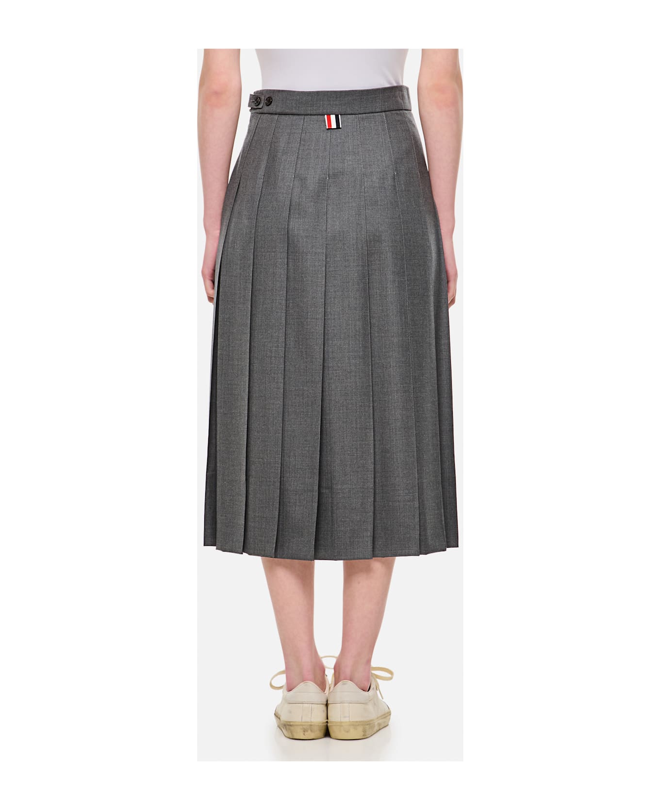 Thom Browne Midi Pleated Skirt - Grey
