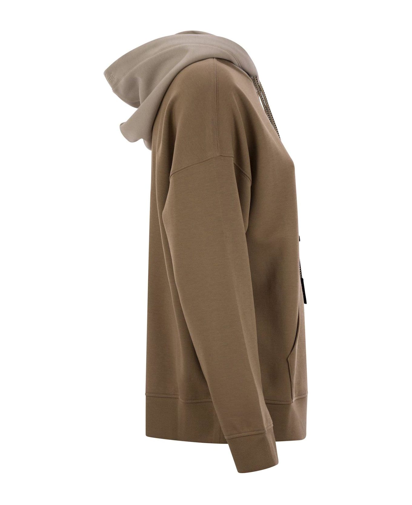 
S Max Mara Agata Logo Embroidered Drawstring Hoodie - Camel