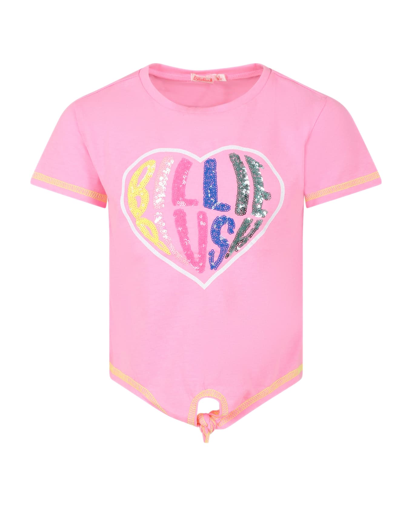Billieblush Fuchsia T-shirt For Girl With Logo And Heart - Fuchsia Tシャツ＆ポロシャツ