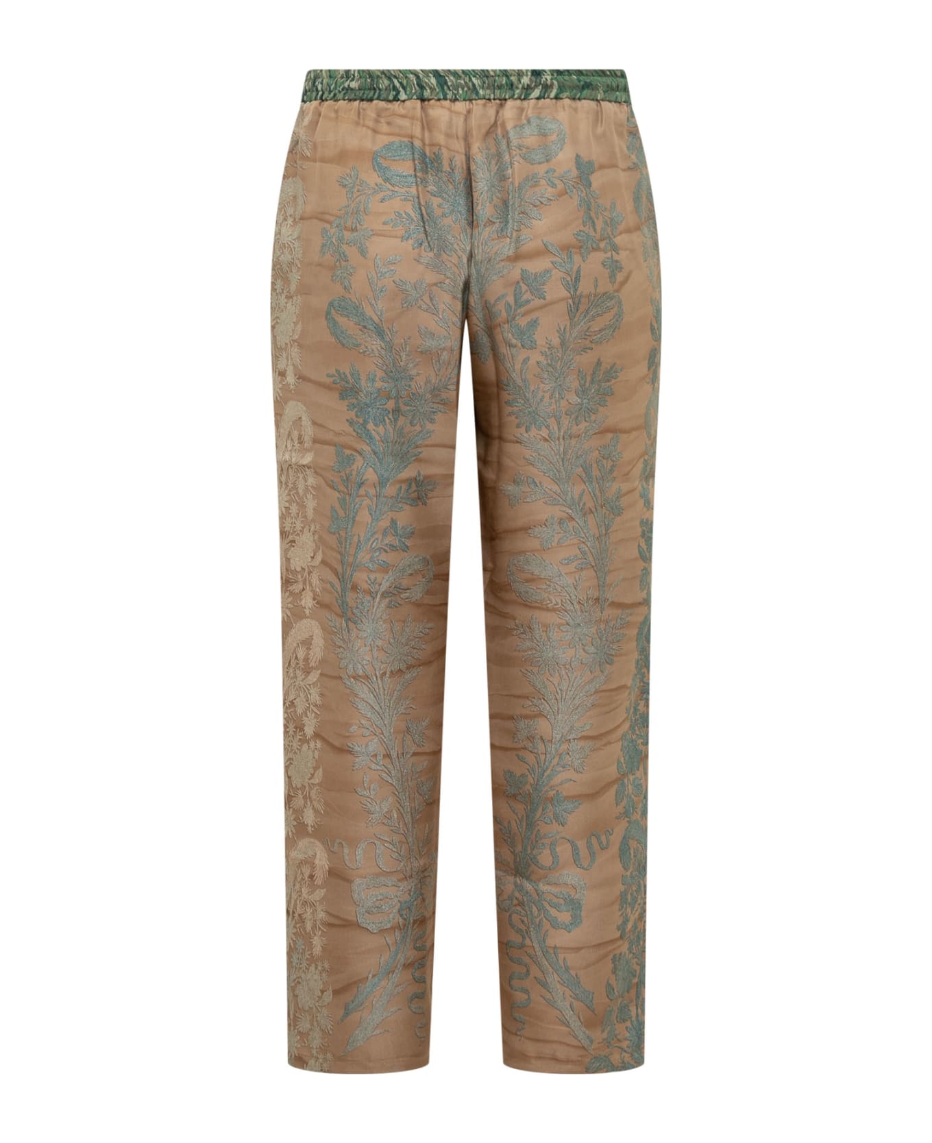 Pierre-Louis Mascia Silk Pants With Floral Print - CIPRIA AZZURRO ボトムス