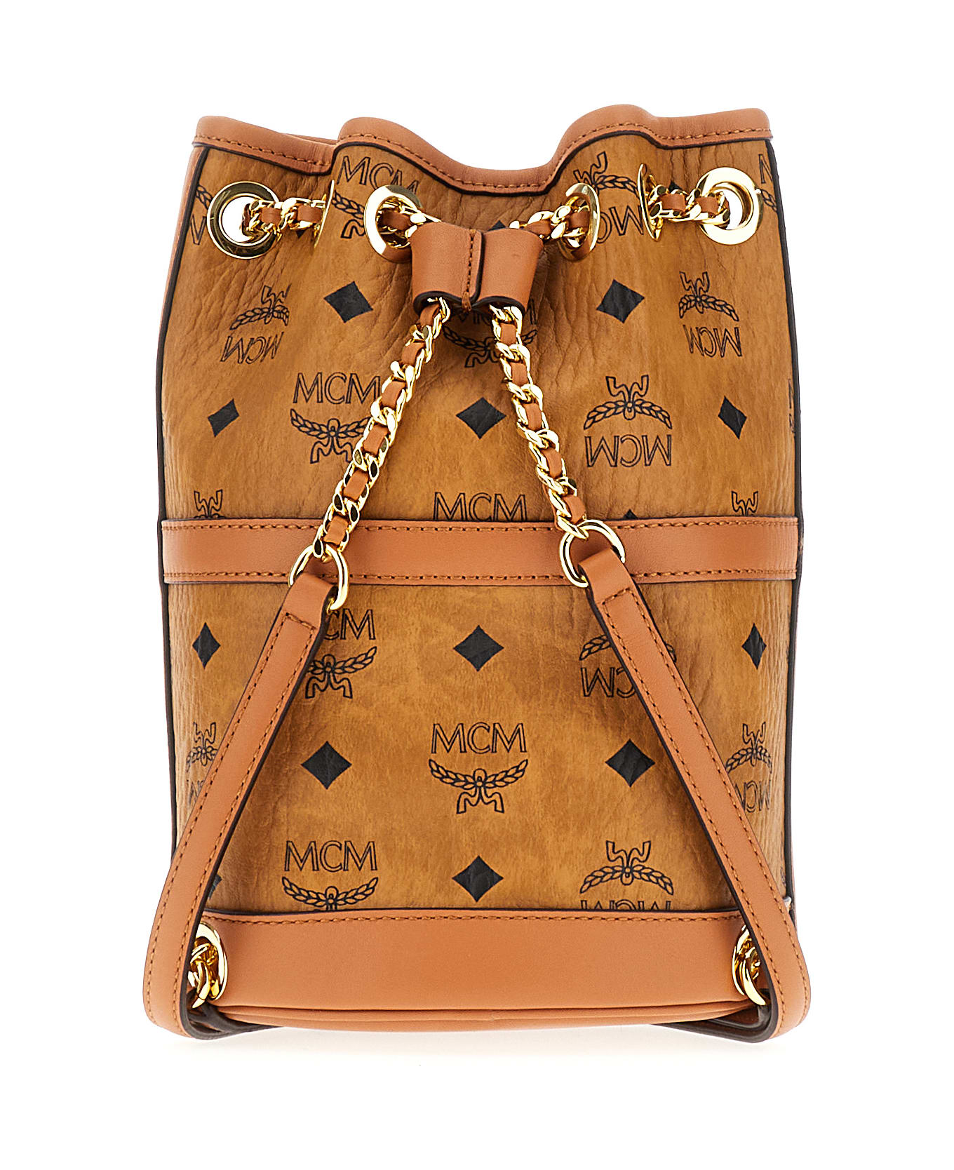 MCM Printed Synthetic Leather Aren Chain Bucket Bag - CO