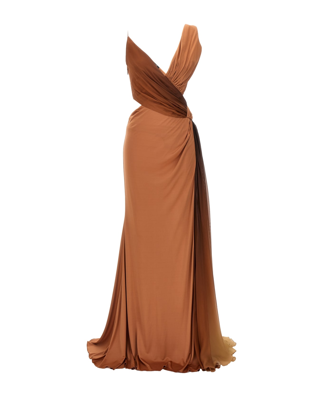 Roberto Cavalli Draped Maxi Dress - Brown ワンピース＆ドレス