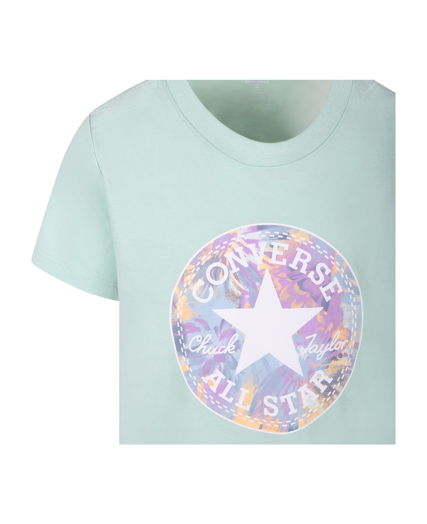 Converse Green T-shirt For Girl With Logo Print - Green