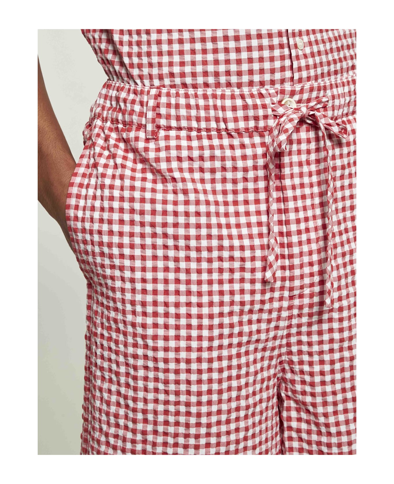Marni Checked Seersucker Bermuda Shorts - Red