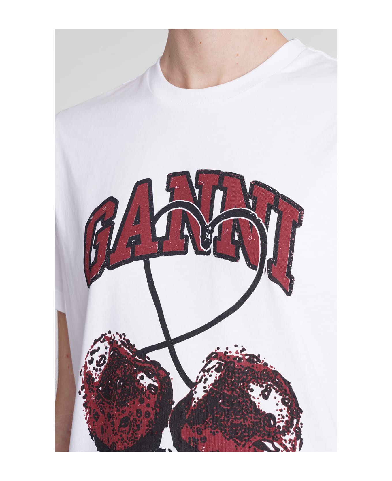 Ganni T-shirt In White Cotton - white