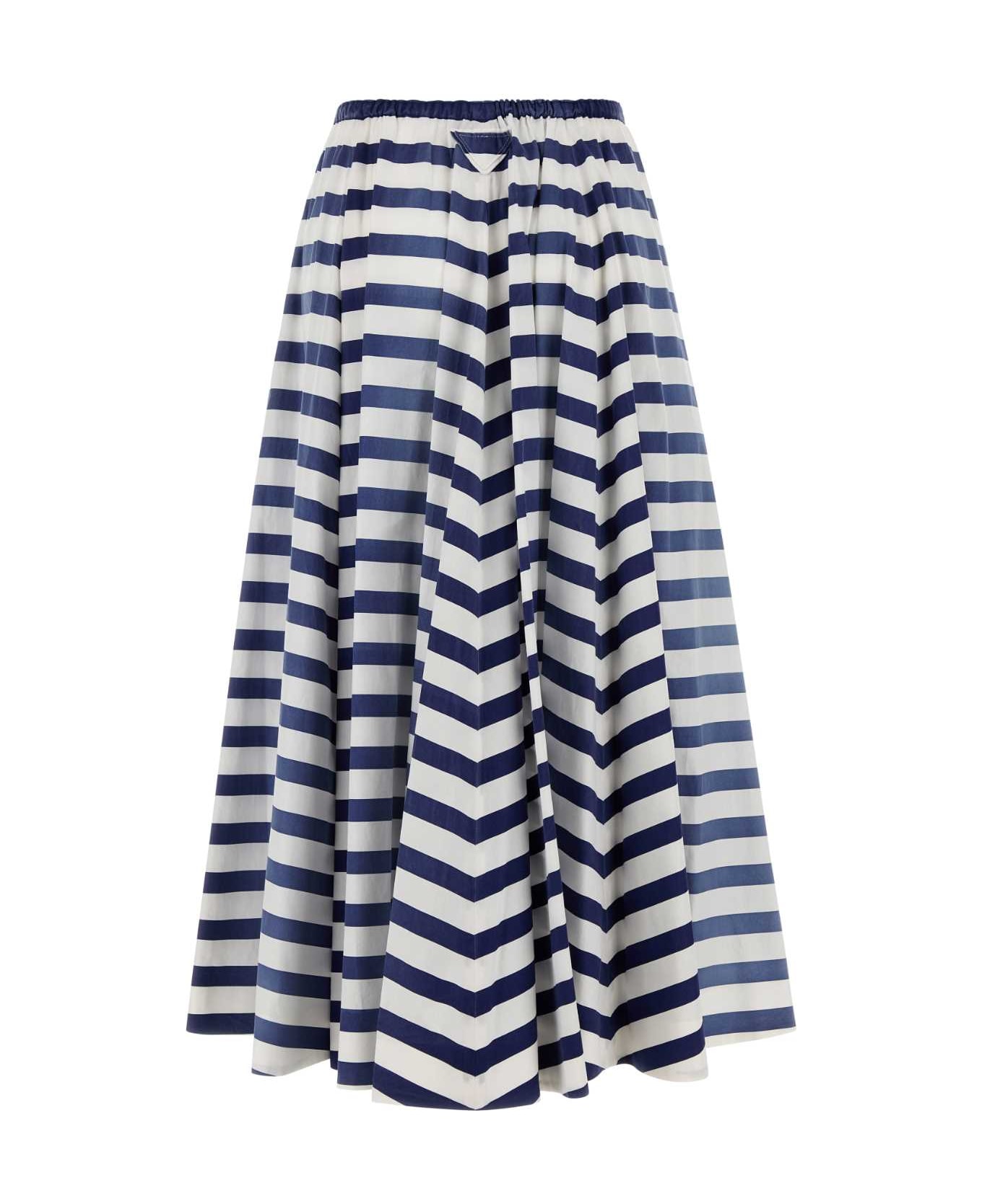 Prada Printed Poplin Skirt - BLEU