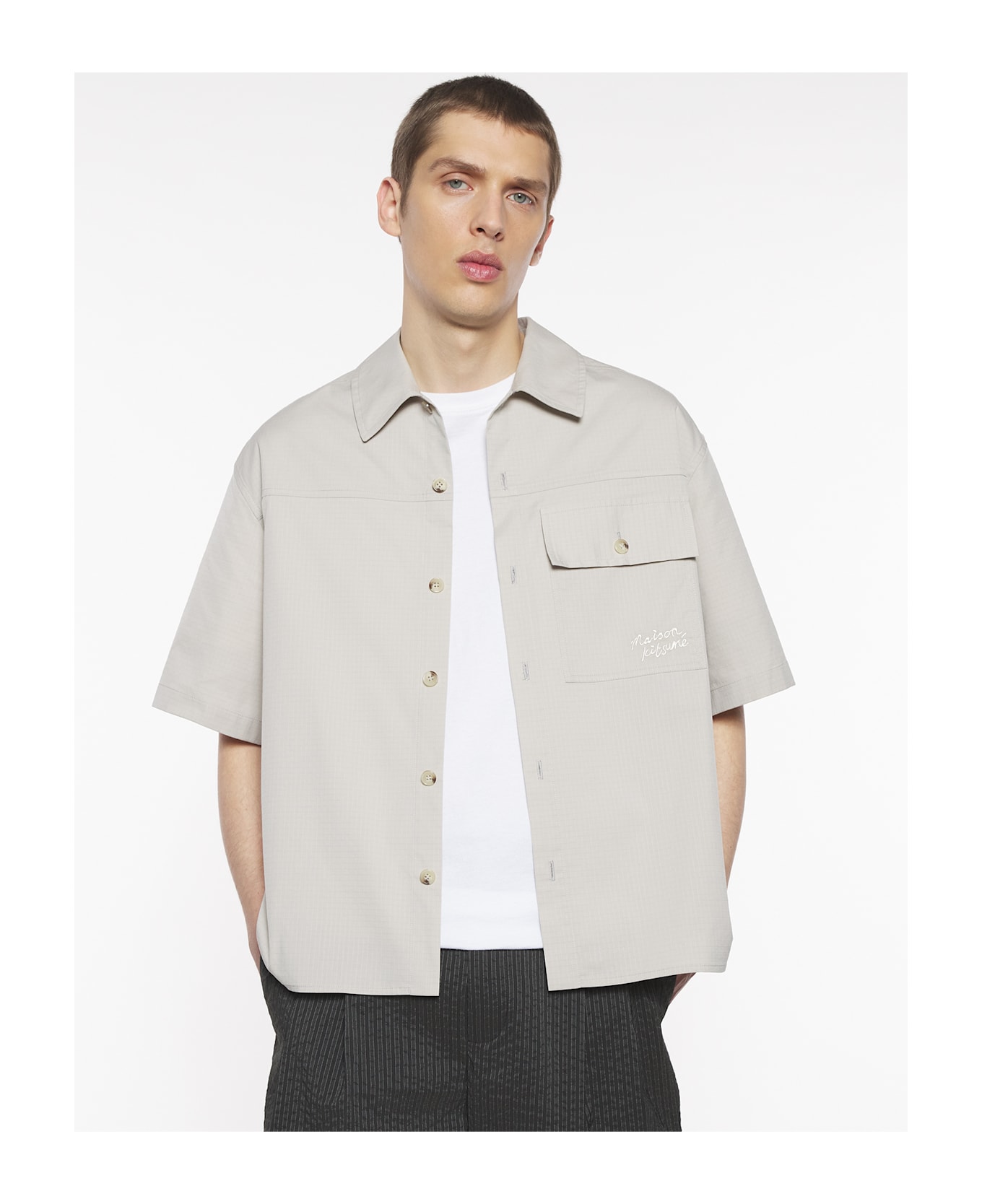 Maison Kitsuné Short Sleeve Overshirt - Truffle
