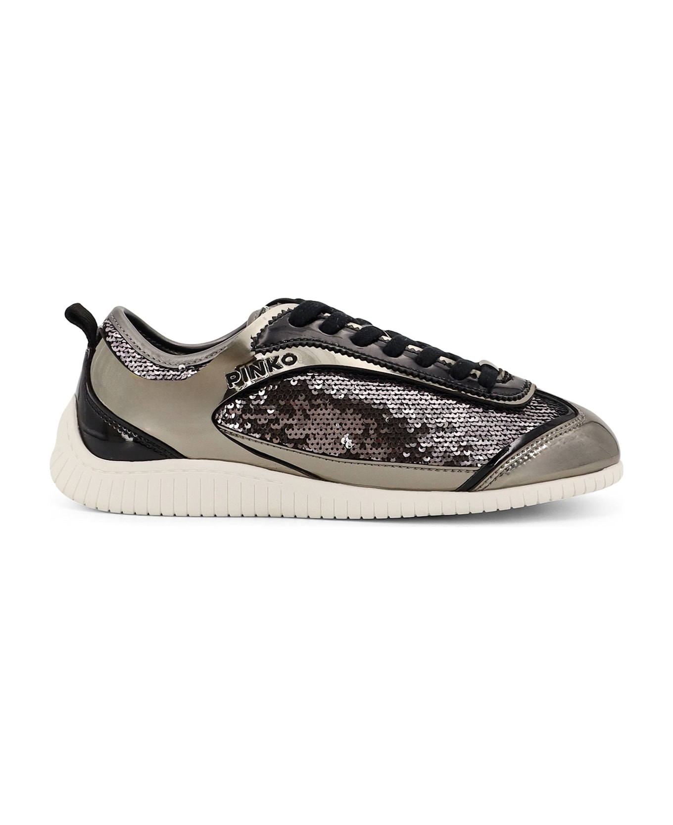 Pinko Reby 10 Mirror Fabric Sneakers With Sequins - Grey