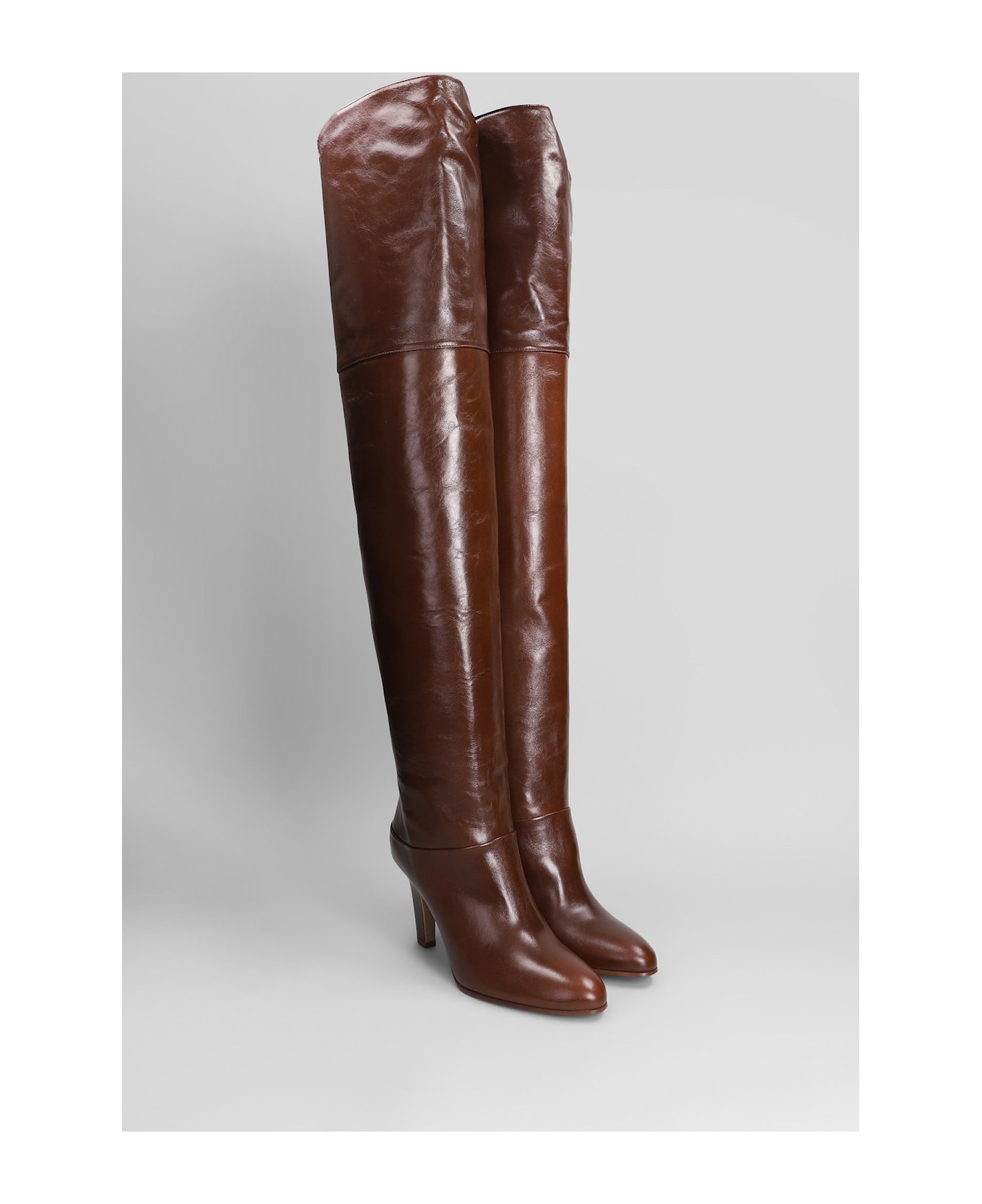 Chloé Eve High Heels Boots In Brown Leather - brown